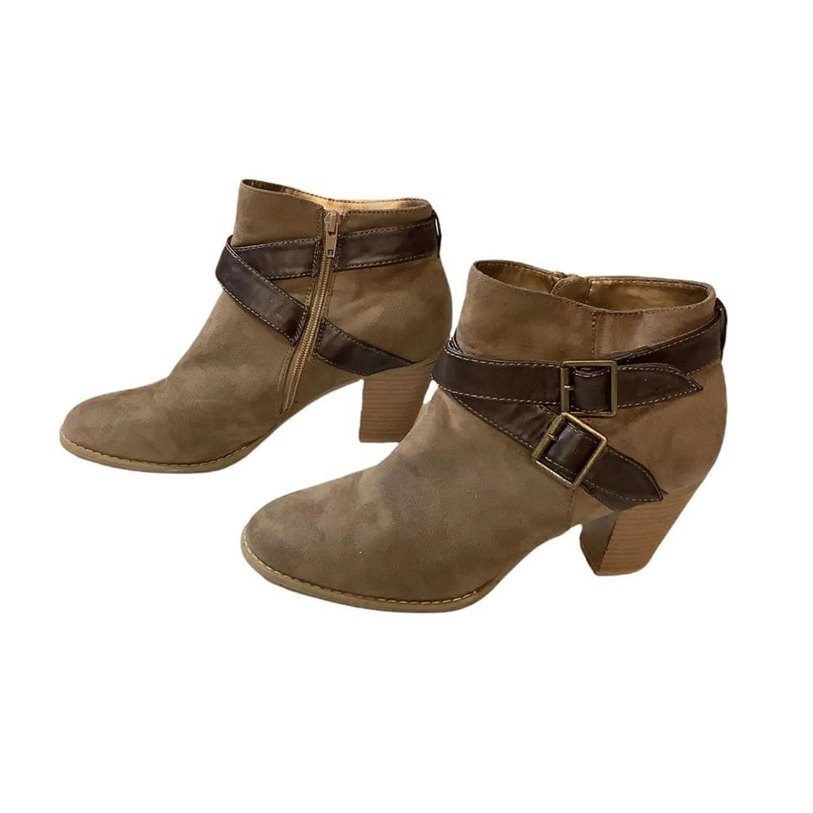 Boho Minimalist Taupe Faux Suede Ankle Booties Report Tulsa Women’s 8.5 Brown - Image 5
