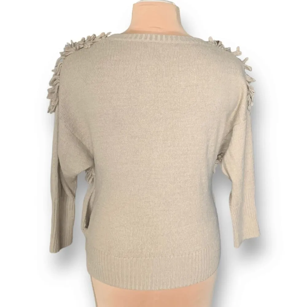 A.T by Atsuro Tayama Loop Knit 3/4 Sleeve Cardigan Sweater Tan Wool Alpaca 38 Size undefined - Image 5