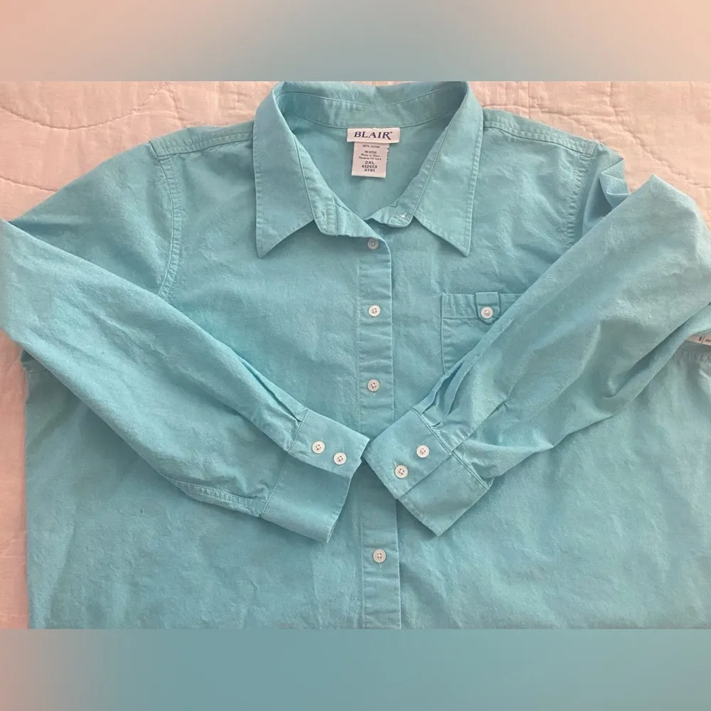 BLAIR Women's Shirt Vintage Long Sleeve Button Down Collared Cotton Size 2XL - Image 5