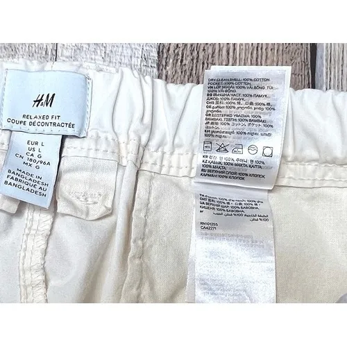 H&M Relaxed Fit Cream Tapered Chino Slacks Pants‎ LARGE Normcore Casual - Image 11