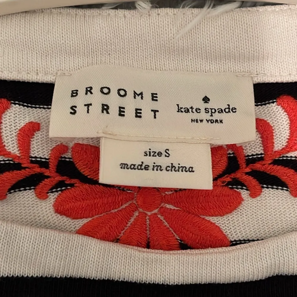 Kate Spade Striped and Embroidered Peplum Tee - Image 5