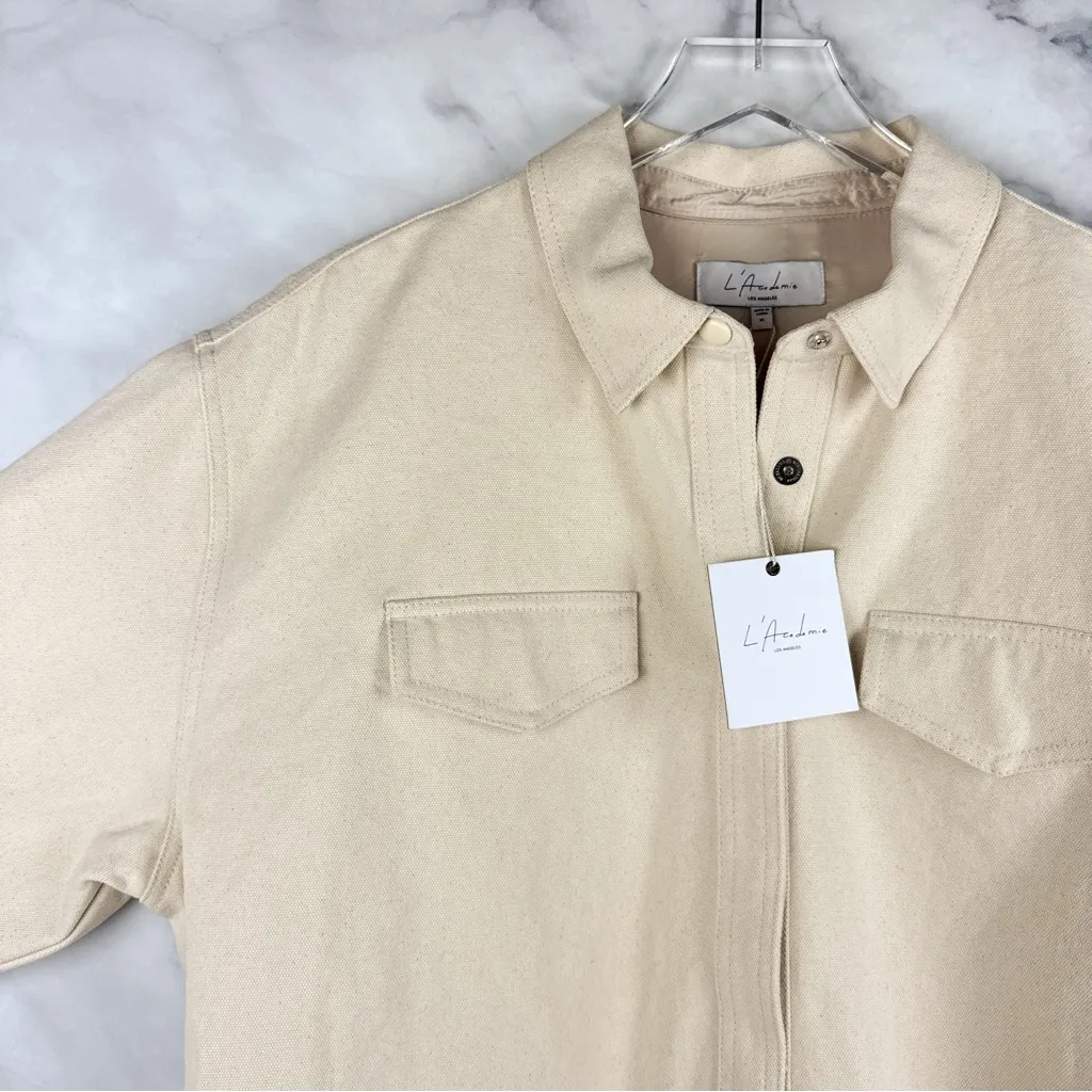NWT L'Academie Lucie Shacket Collared Belted Button Down Shirt Jacket Canvas XL - Image 6