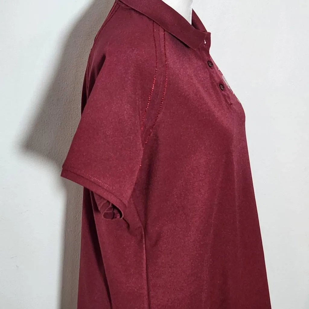 Chestnut Hill Womens Mississippi State Bulldogs Burgundy Polo Shirt Size Medium Red - Image 5