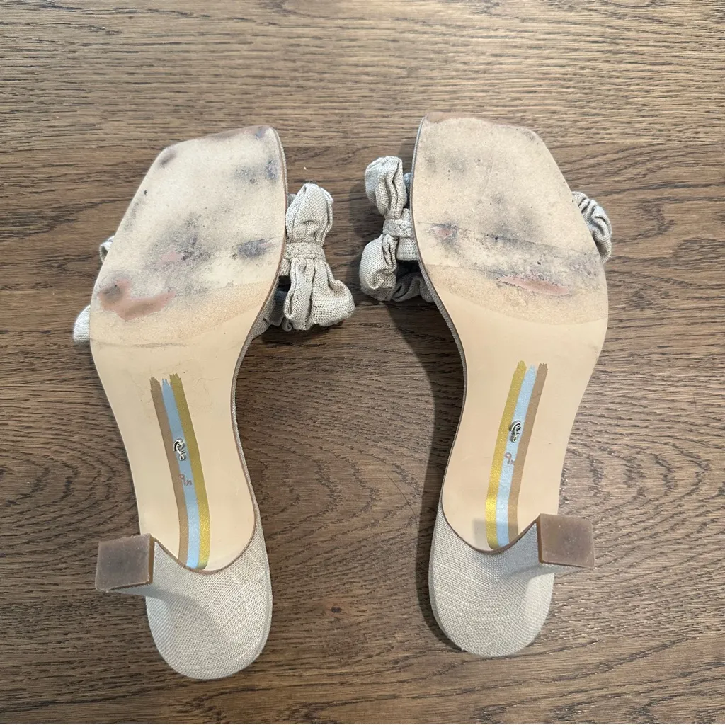 Sam Edelman Kady Beige Fabric Ruched Mule Heels Size 9.5 - Image 6