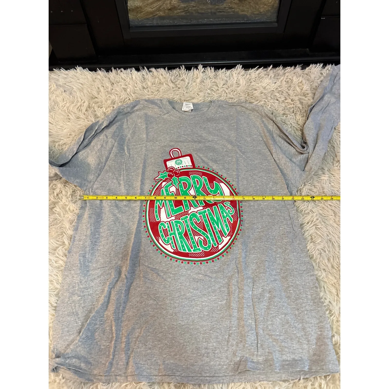 Gildan Merry Christmas Ornament Graphic Long Sleeve T Shirt Women XL Gray NWOT - Image 4