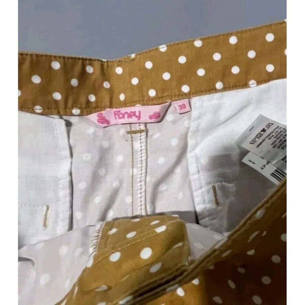 Honey Yellow Polka Dot Mustard Straight Leg Pants Womens Size 30 - Image 5