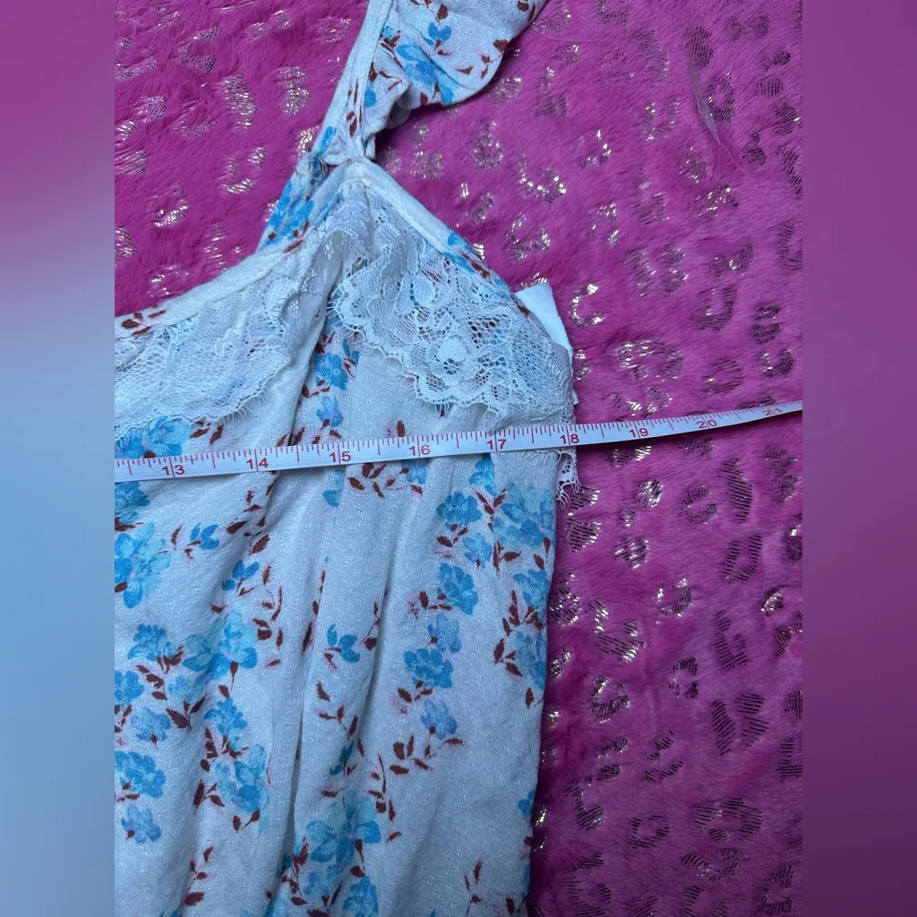 NEW Free People Floral White Ruffle Sleeve Lace Detailed Tank Top Bodysuit Sz S - Image 8