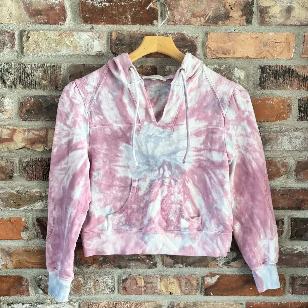 LoveShackFancy Cotton Pink Blue Tie Dye Sweatshirt Hoodie, XS - Image 2