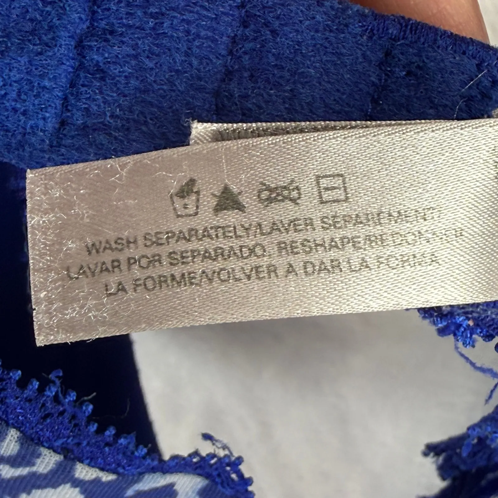 Victoria's Secret Dream Angels Lined Demi Bra 34D Blue Leopard Lace Bow - Image 7