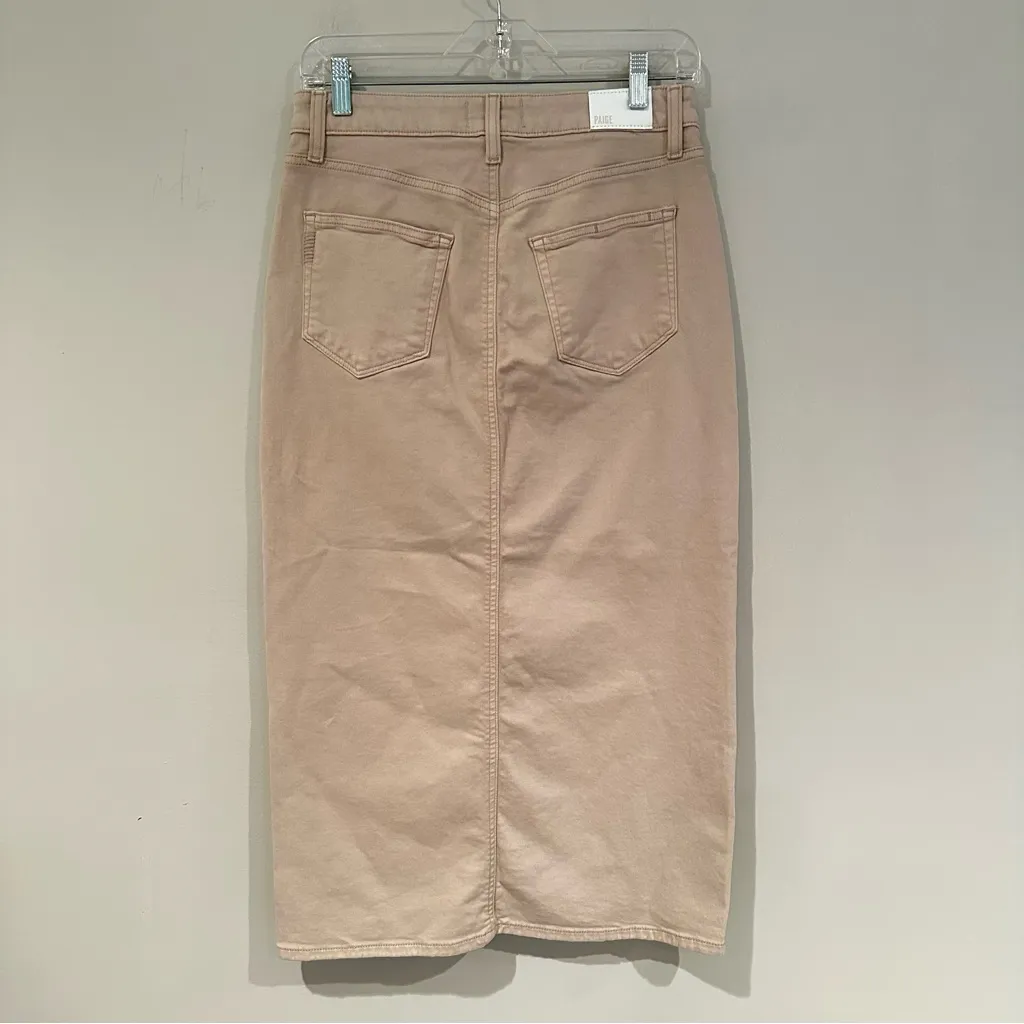PAIGE‎ Angela Midi Denim Skirt Women’s 6 (28) Soft Beige Preppy Classic Casual - Image 10