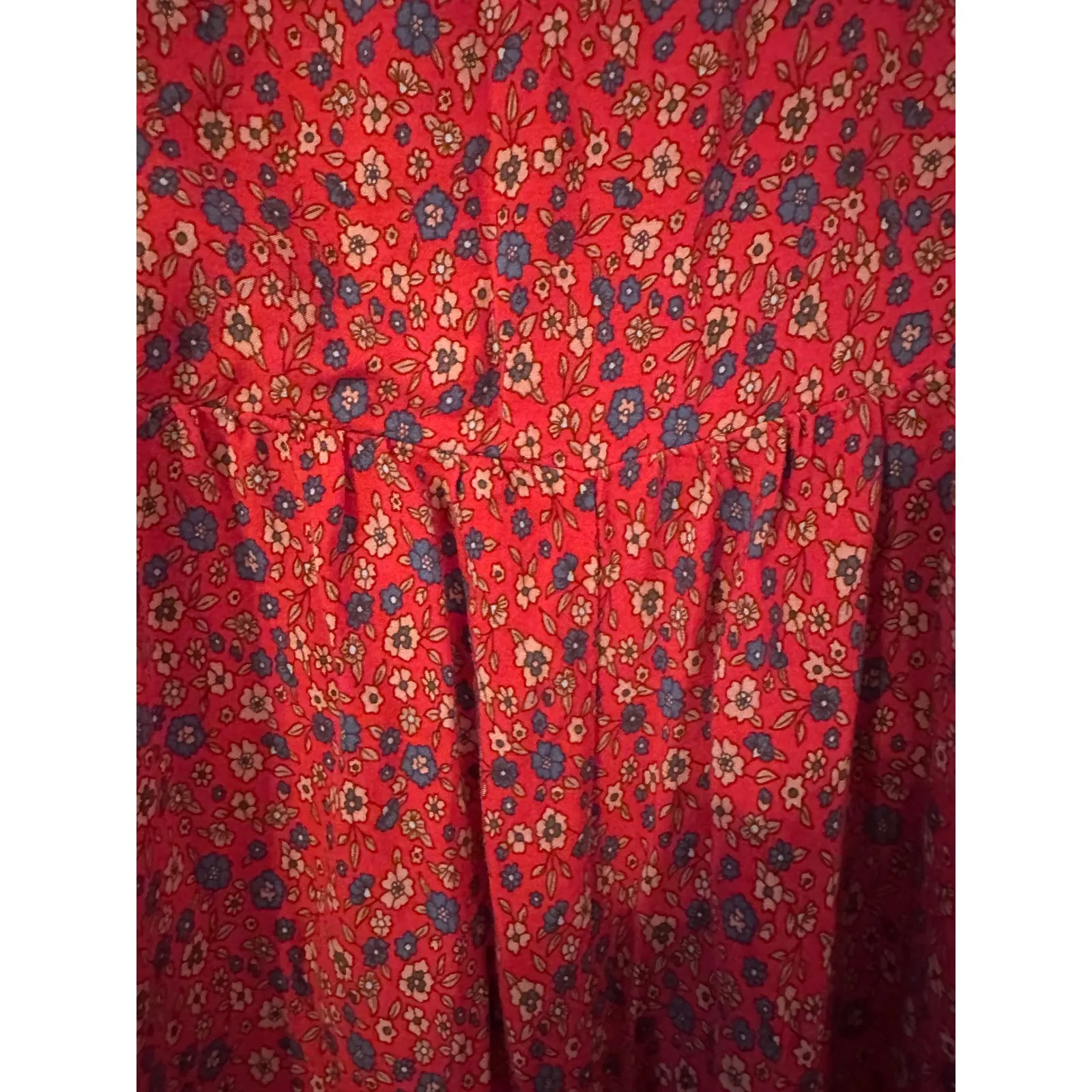 Natural Life Red Floral Print Wide Leg Pants Spaghetti‎ Straps Tiered Ruffle Hem - Image 7