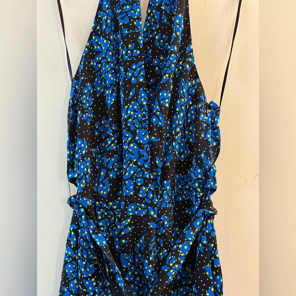 NWT $448 DVF Diane von Furstenberg CALLOW Blue Halter Faux Wrap Jumpsuit 12 - Image 8
