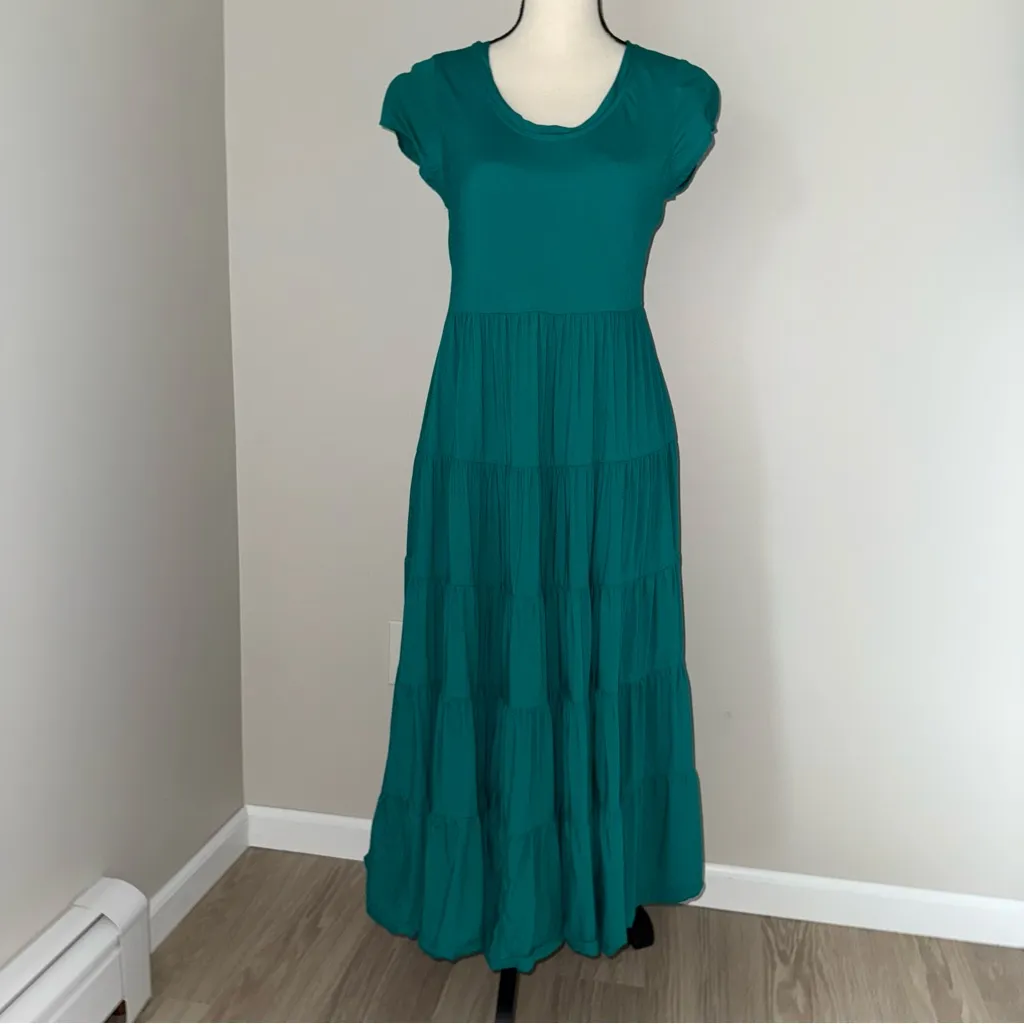 Soft‎ Surroundings Teal Maxi Dress Multi Tier Beachy Petite SM Coastal Cowgirl - Image 2