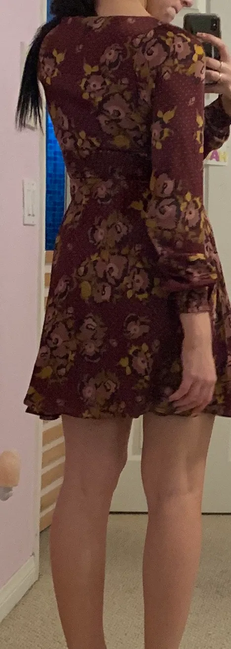 Wine Floral Dress - Image 3