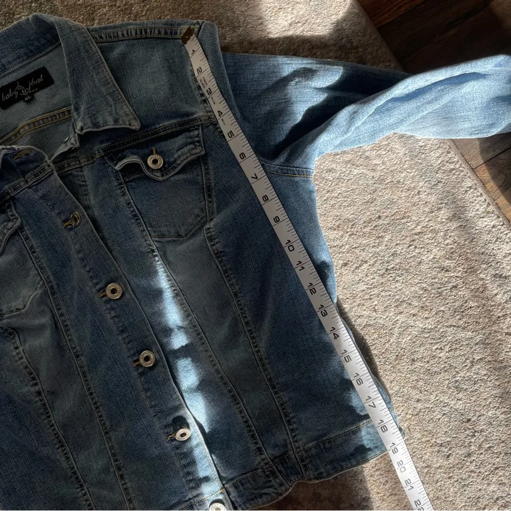 90s Vintage Baby Phat “Sexy American Female” Flag Embellished Denim Jacket XL - Image 9