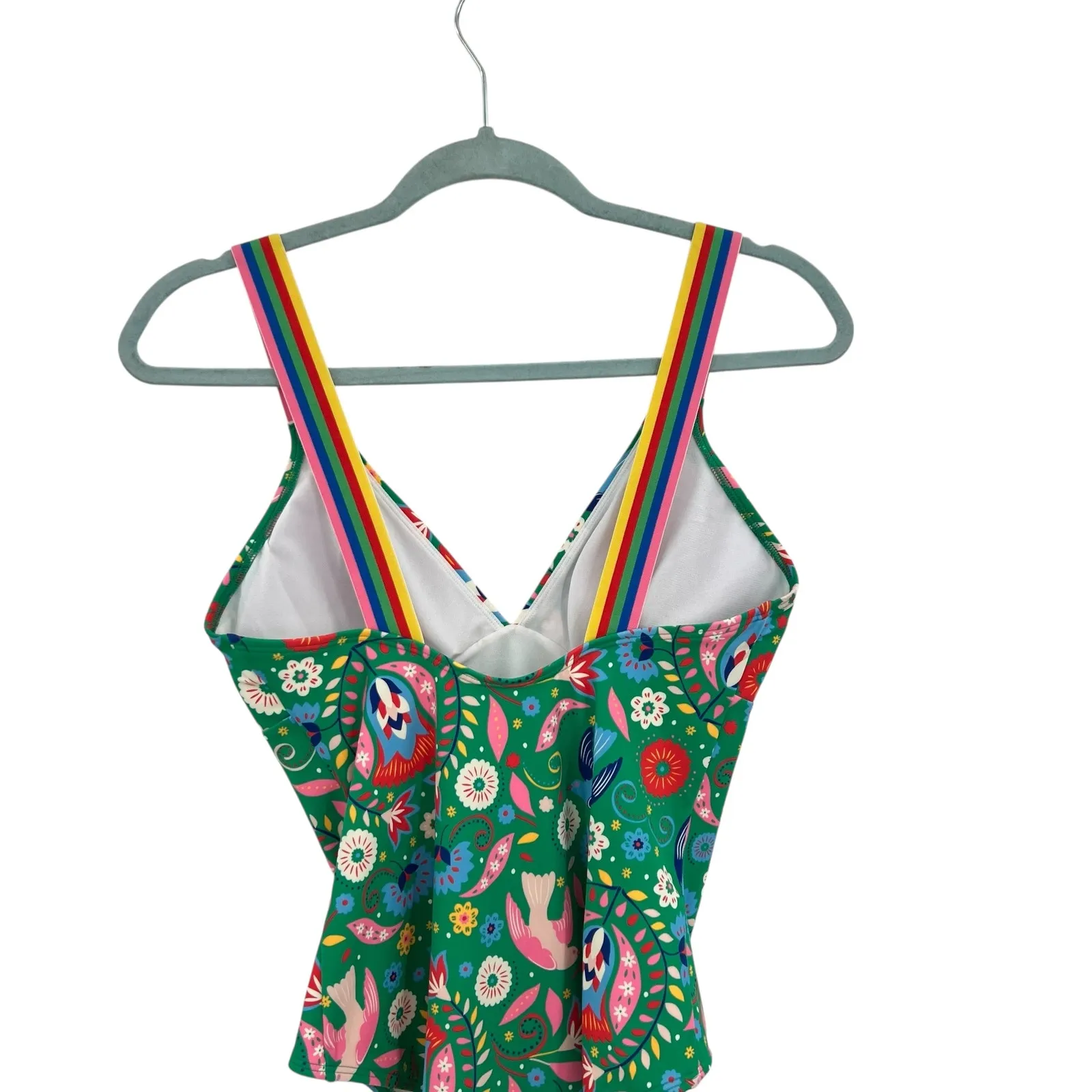 Boden Stripe Trim Swimsuit One Piece Decorative Garden Floral‎ Green Size US 8 - Image 8