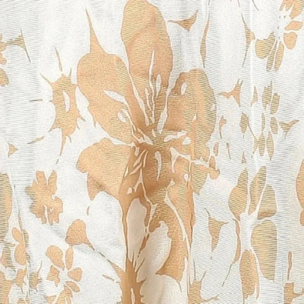 Zara Woman Beige Cream Floral Ruffle Hem A-Line Skirt Size 8 Medium M - Image 4