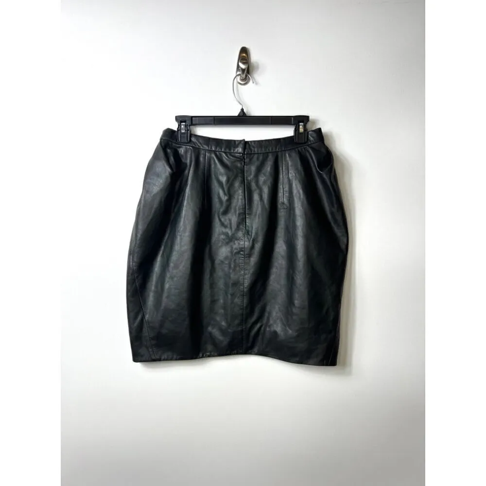 Vera wang black leather skirt women’s size 38‎ - Image 5