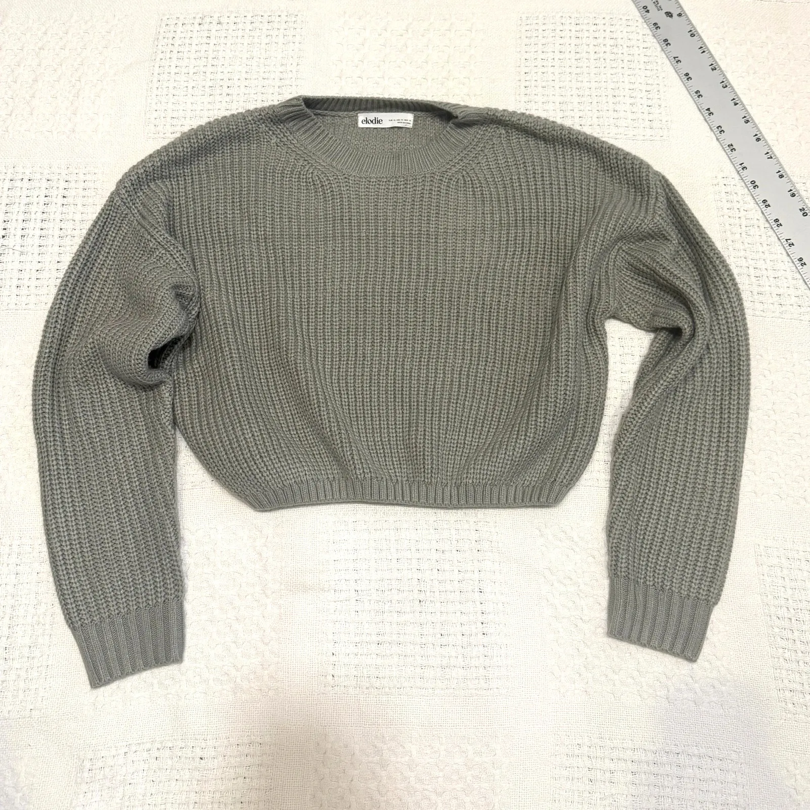 new Elodie XL acrylic knit crewneck cropped chunky sweater SP 3131 - Image 8
