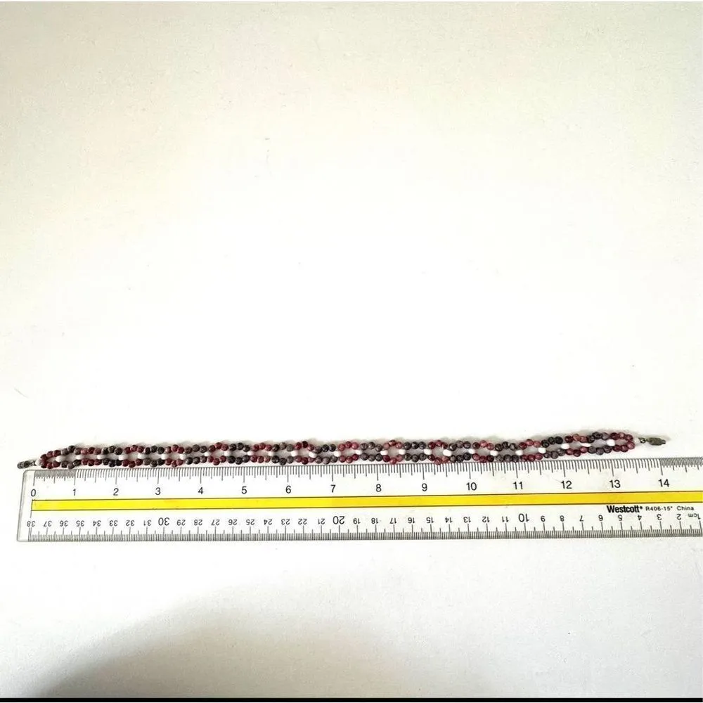 Pink and purple beaded choker necklace - Image 8