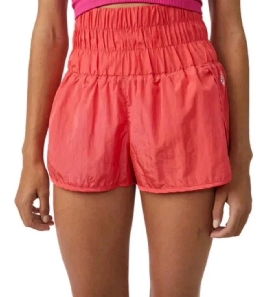 FP Movement The Way Home Shorts Orange Lined Size Small High Elastic Waist - Image 1
