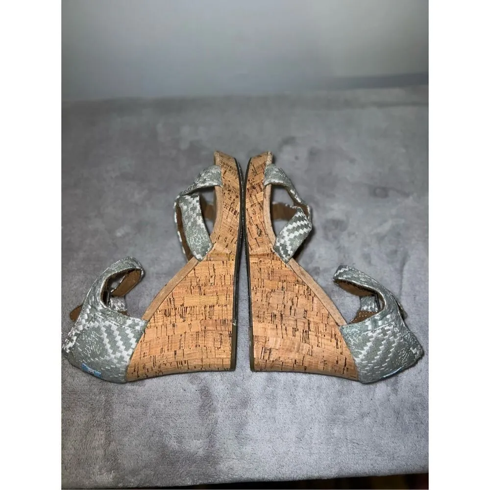 Toms Cork Wedge Platform Southwestern Sandal Women's 8 - Image 4