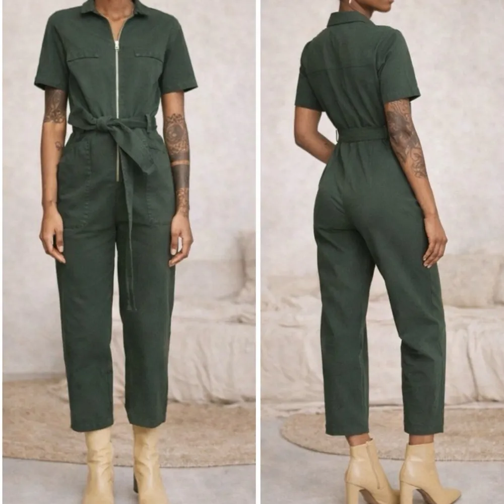 Rita Row Lis Zipper Denim Jumpsuit in Green Size M - Image 11
