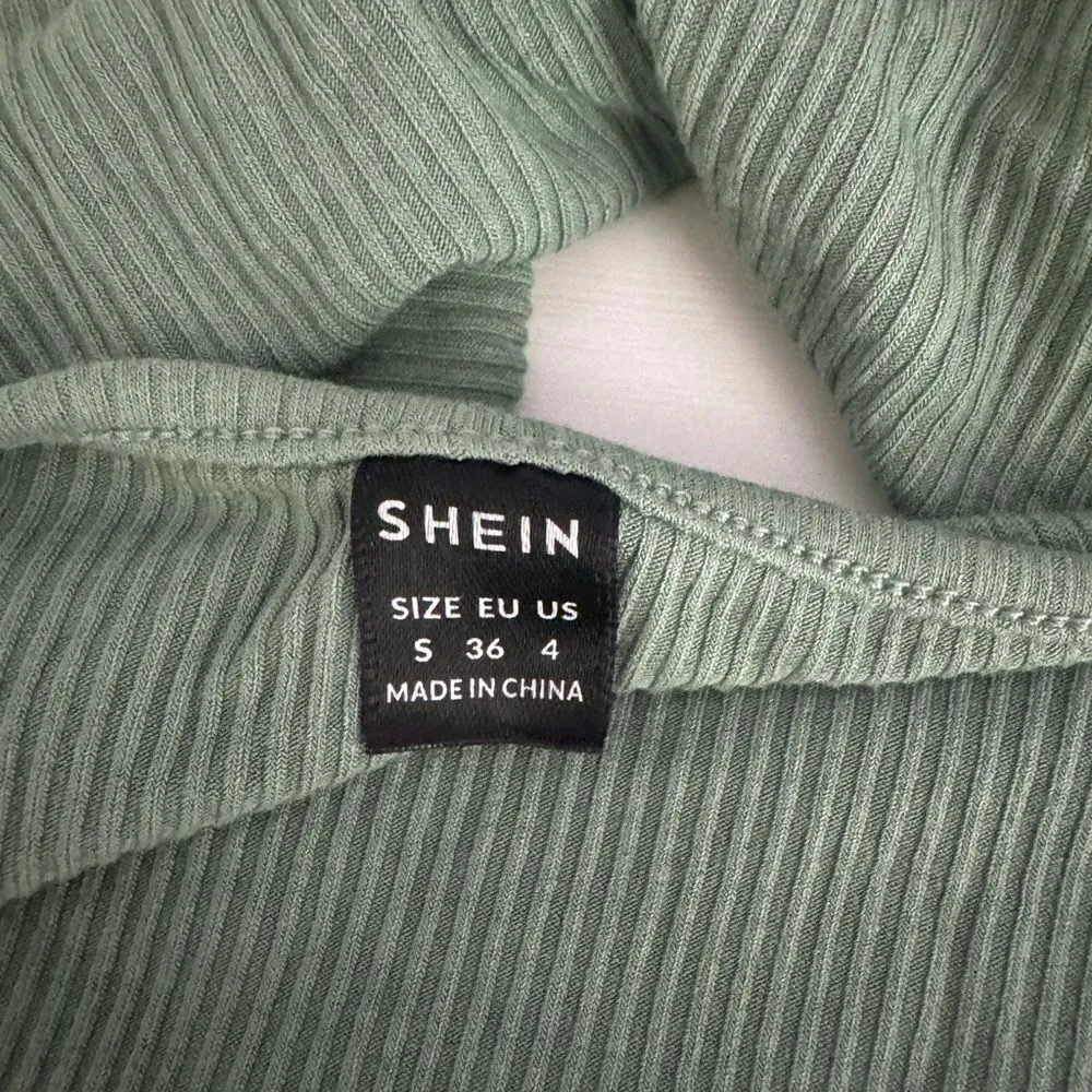 SHEIN Sage Green Ribbed Halter Crop Top - Size S - Image 2