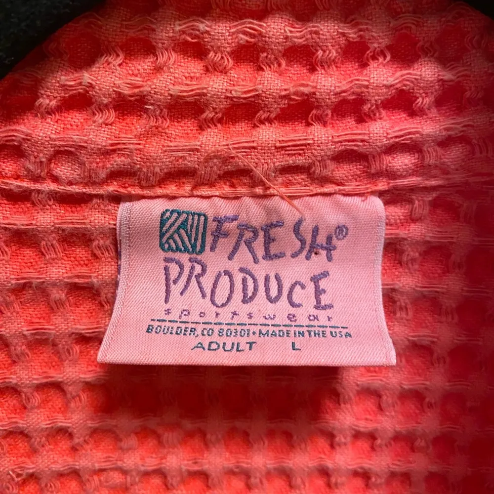 Fresh Produce Vintage Pink Waffle Knit Button Front Jacket Size L Made In USA - Image 6