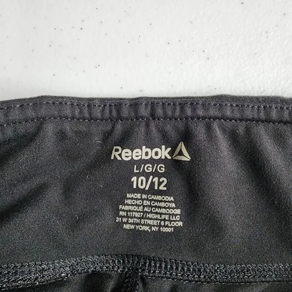 Reebok Black Leggings Sports Crop Ankle Athletic Sports‎ Active Pants L Large - Image 9