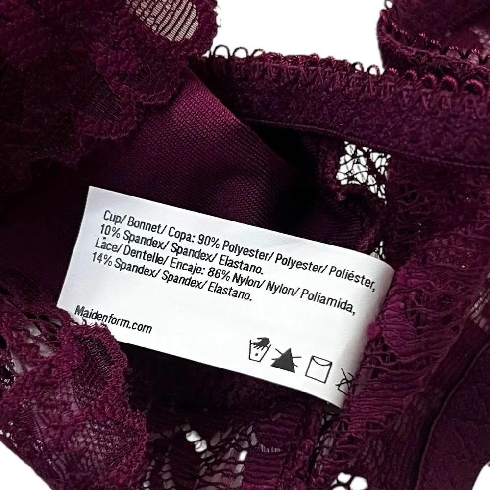 Maidenform Maroon Lace Wireless No Pads Bralette Women Size Medium NWT | 10-17 - Image 3