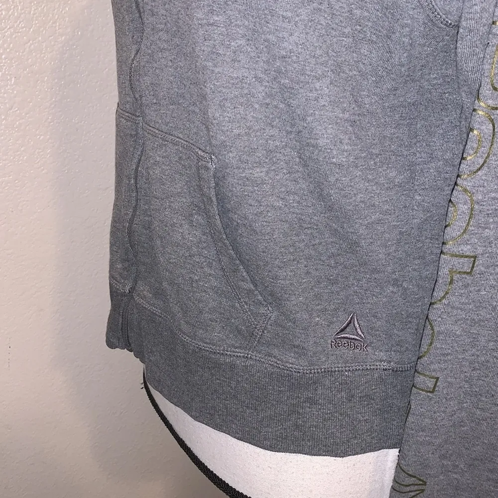Reebok  grey sleeve logo hoodie full zip up athletic sweatshirt - Image 4