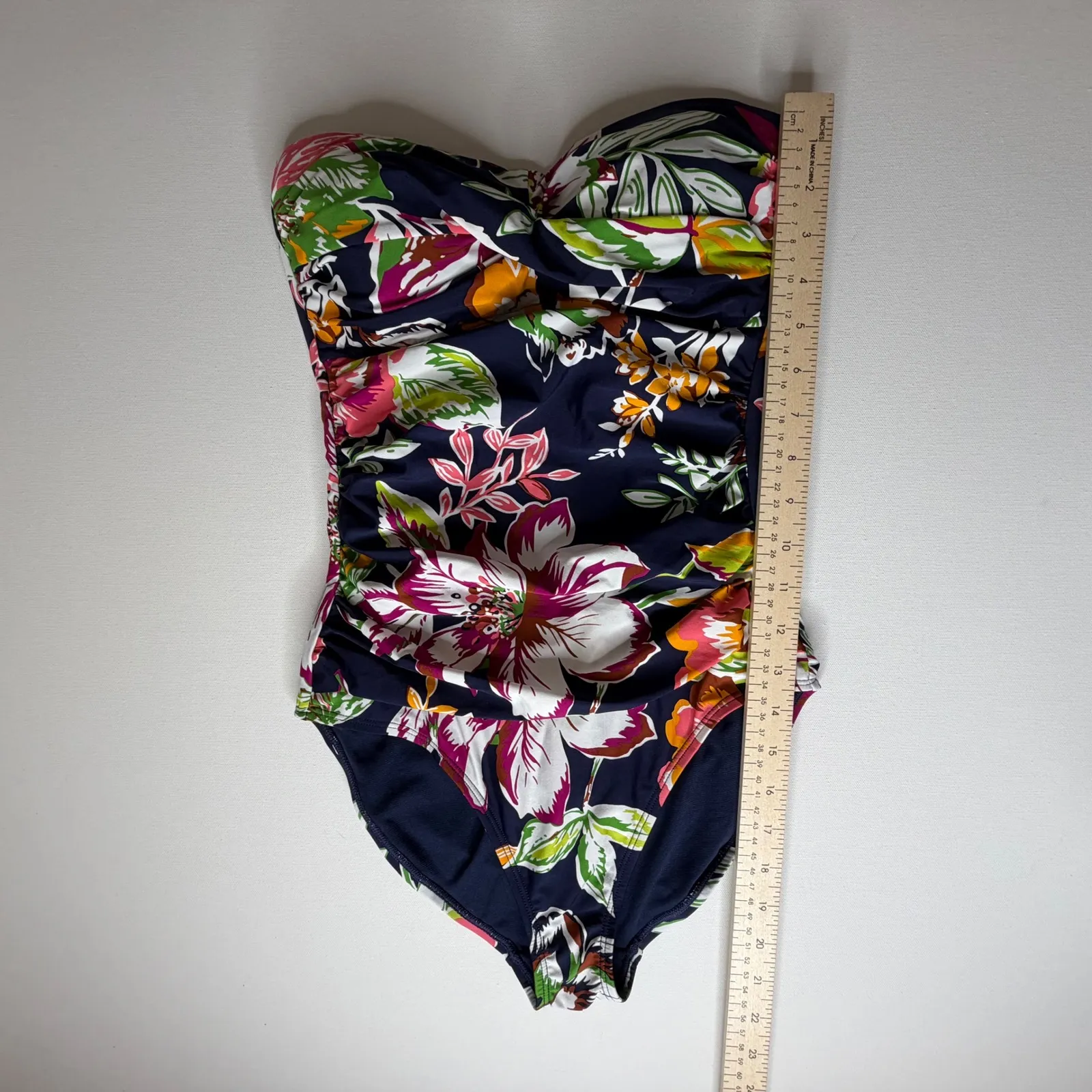 Anne Cole Floral Strapless One Piece Swimsuit Size 6 Tropical Vacation Resort - Image 8