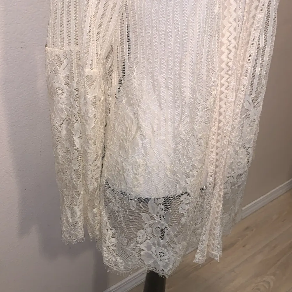 Grace & Emma cream lace boho long sleeve open cardigan - Image 4
