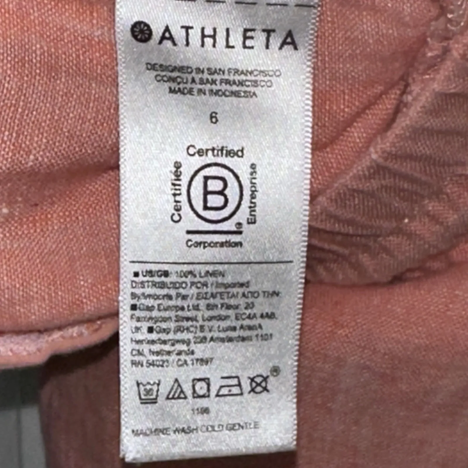 Athleta Retreat 100% ‎ Linen Jogger Women's Size 6 Sunset Glow 2023 Coral - Image 7