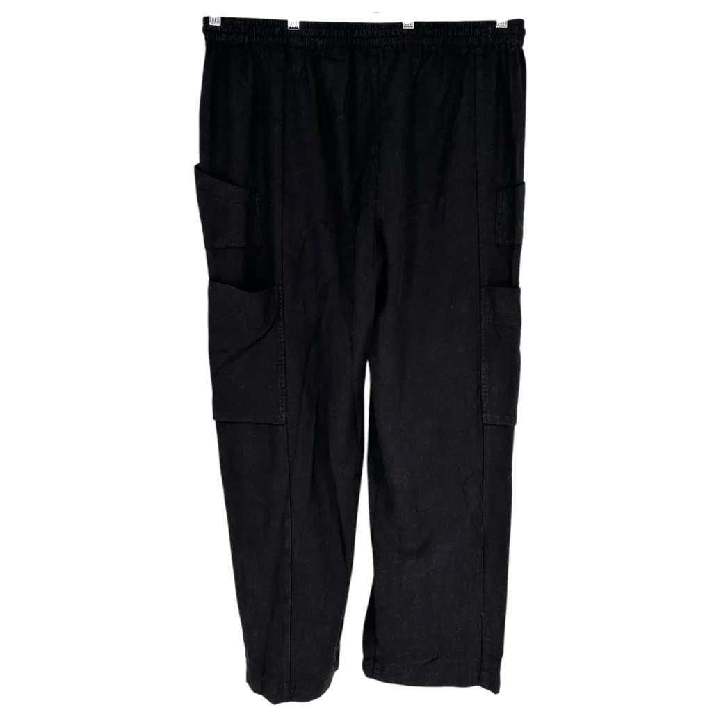 Heyson Black Mineral Wash Cargo Pants size 2X Elastic Waist Linen Cotton NWT Gray - Image 8