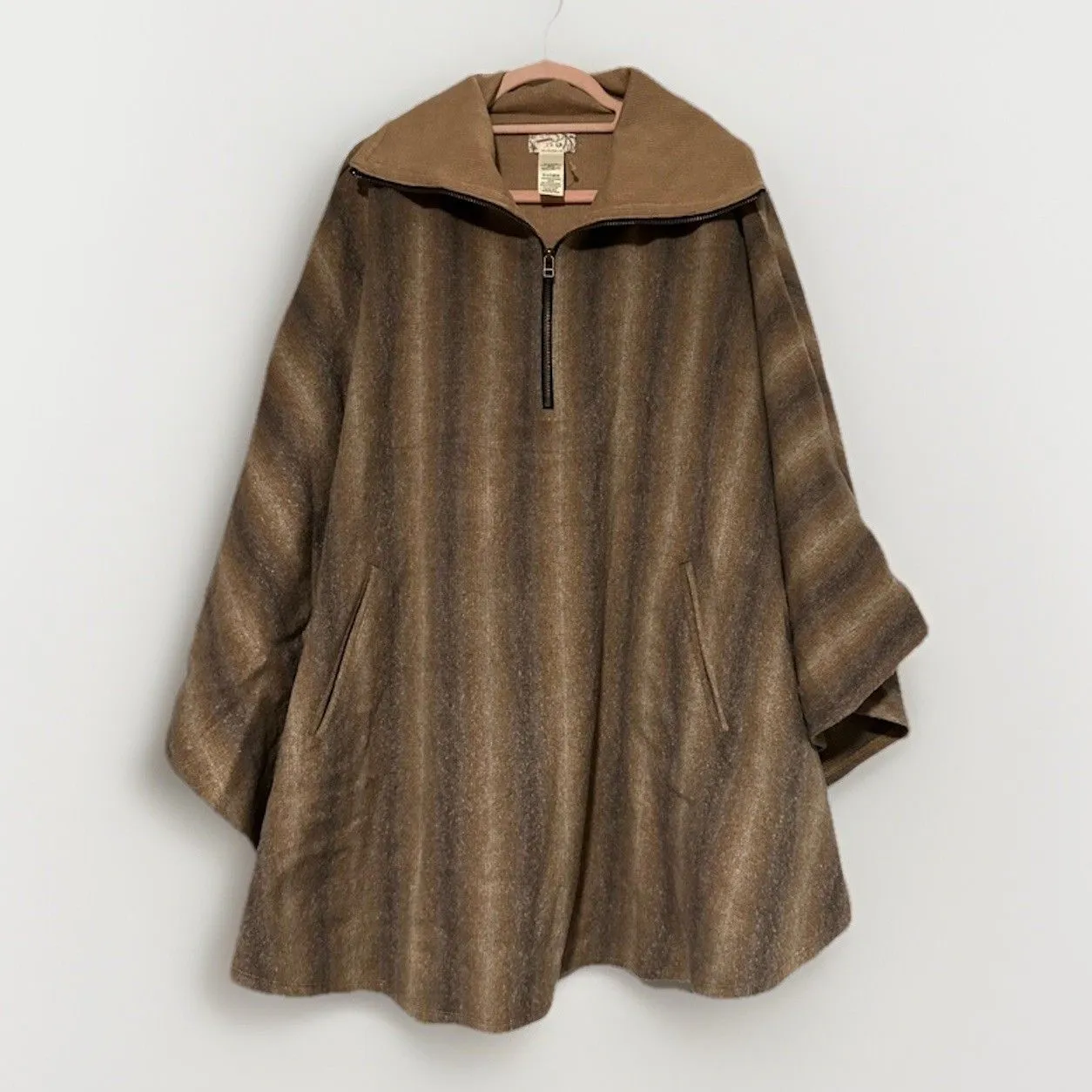 Free People OS Sunset Rock Poncho Striped Half Zip Boho Aztec Western Layering - Image 4