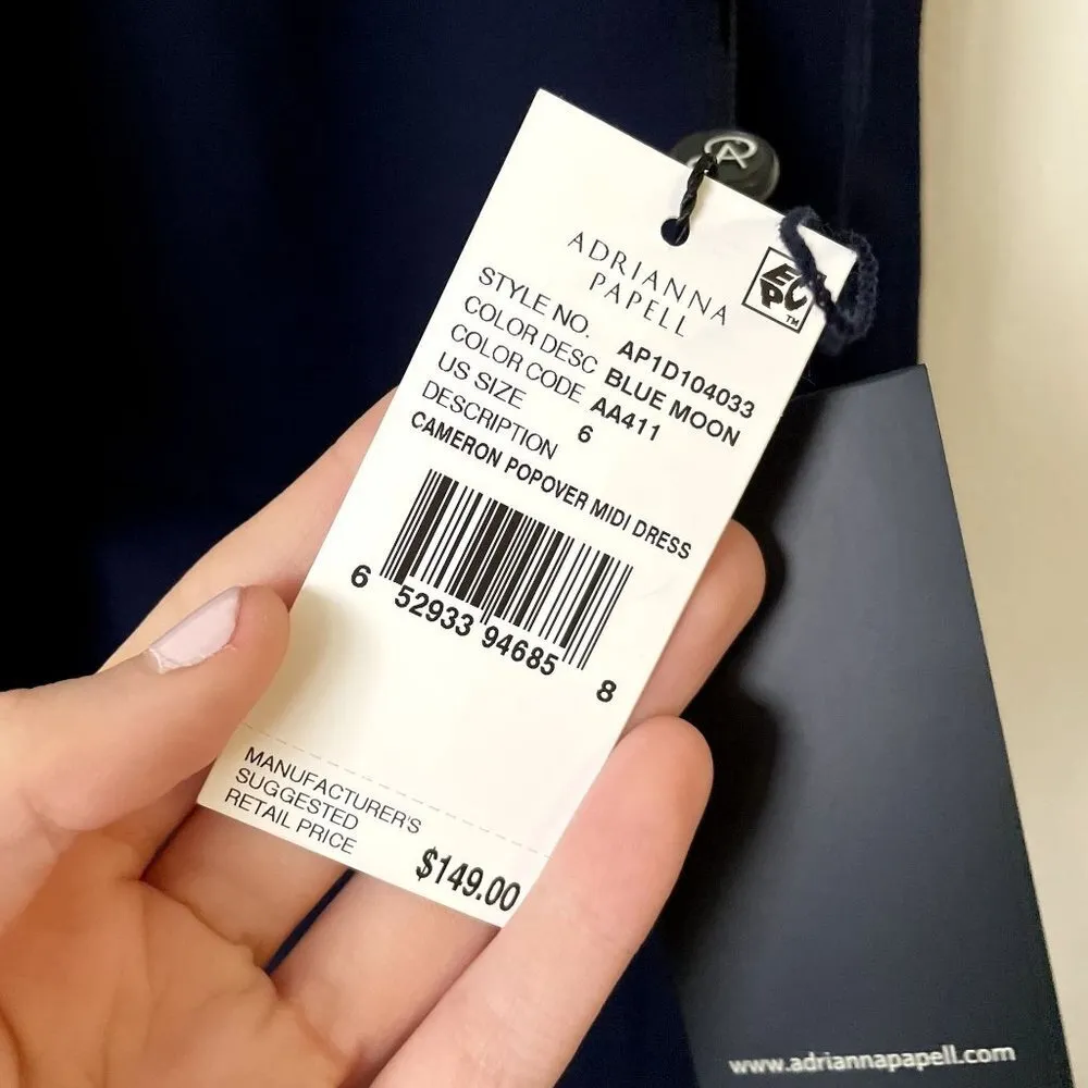 NWT Adrianna Papell navy blue cameron popover midi dress formal prom dress - Image 5