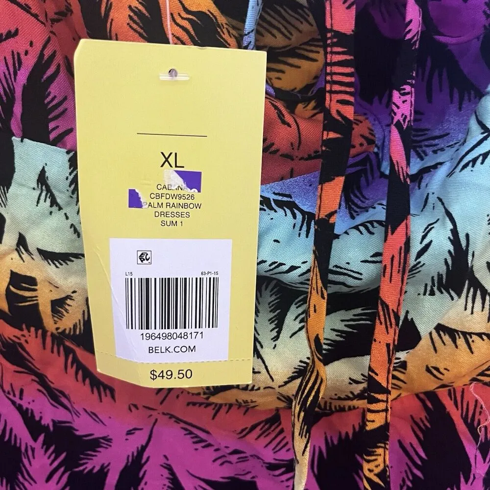 New Swim Coverup Cabana Rainbow Palm Tree Sundress Size XL NWT Crown & Ivy Beach - Image 5