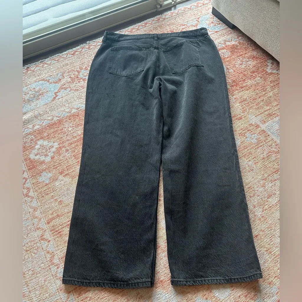 NWT Abercrombie and Fitch Drapey Rigid High Rise Loose Jean black size 34 18R - Image 8