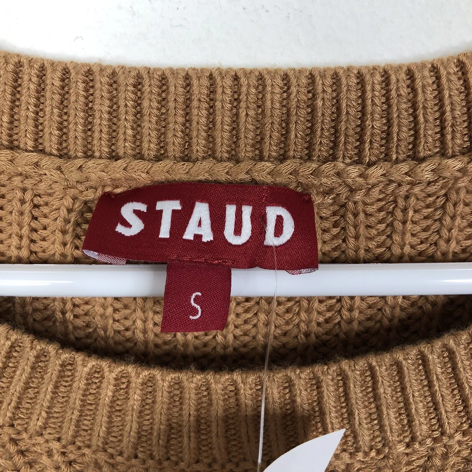 NEW STAUD Women's Small Marylebone Long Sleeve Sweater Mini Dress Camel Brown - Image 6