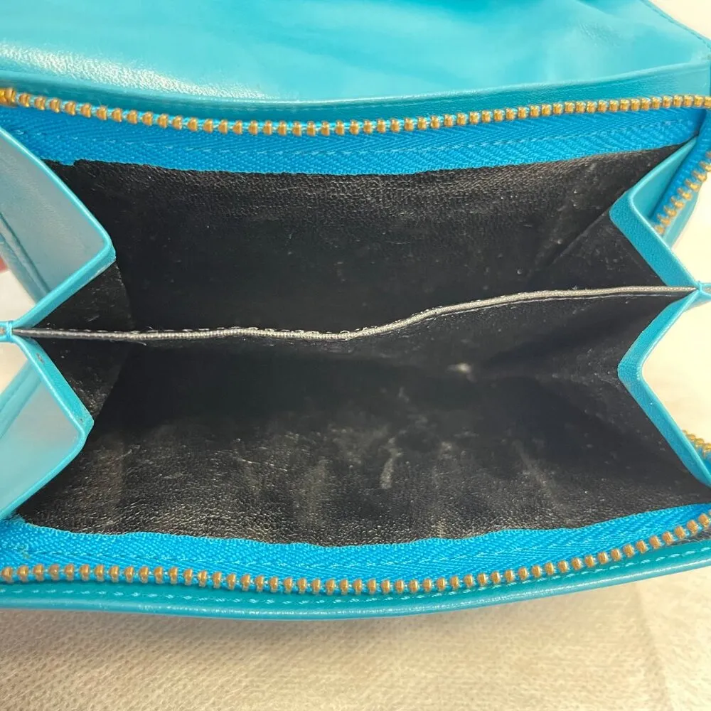 Yves Saint Laurent YSL Vintage Turquoise Compact Bifold Wallet - Preowned - Image 4