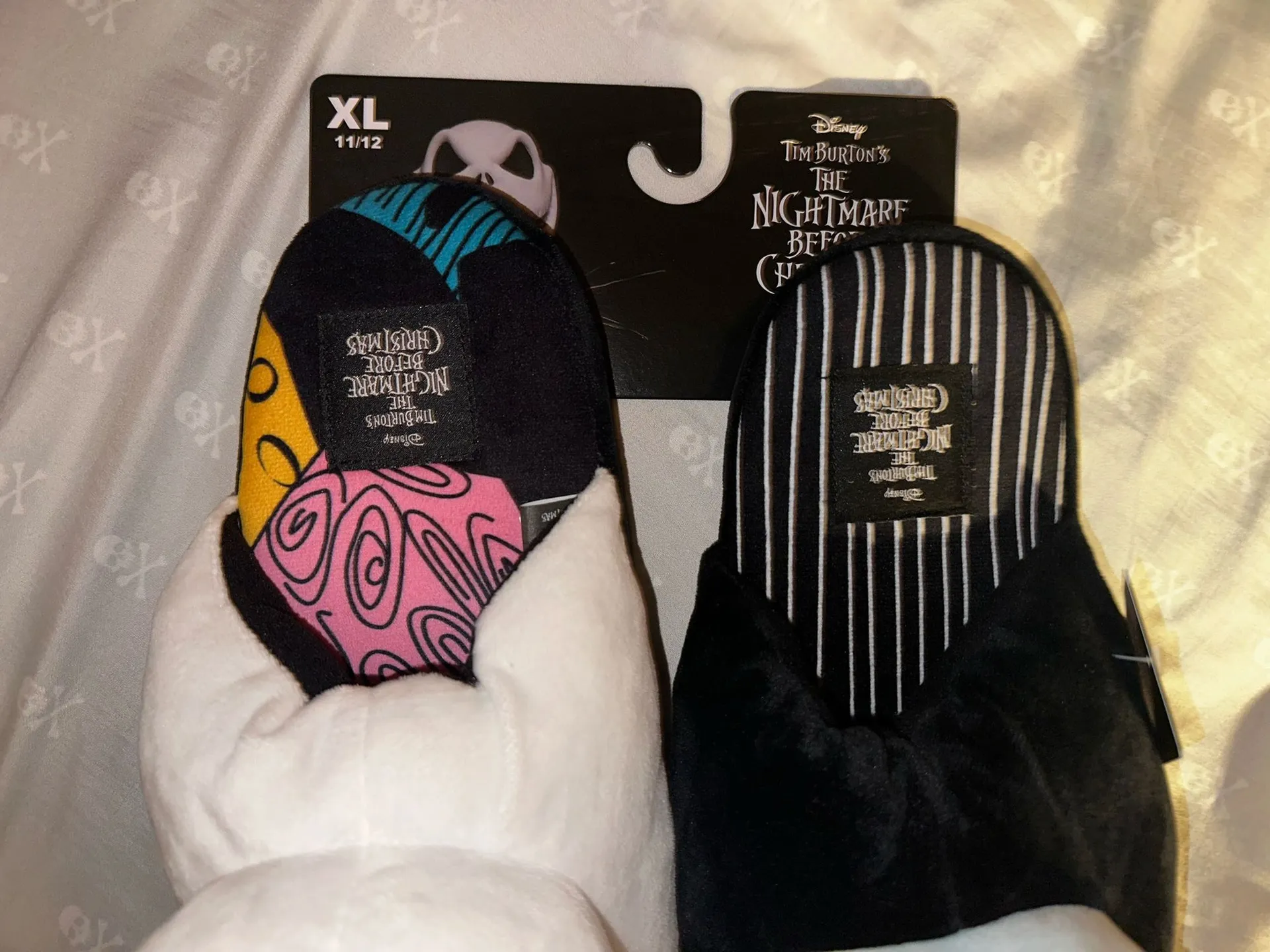 Disney Nightmare Before Christmas Jack & Sally Slippers Size XL Black - Image 2