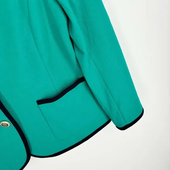 Talbots  Aberdeen Blazer Size 12 Petite Teal Navy‎ Nautical School Boy - Image 8