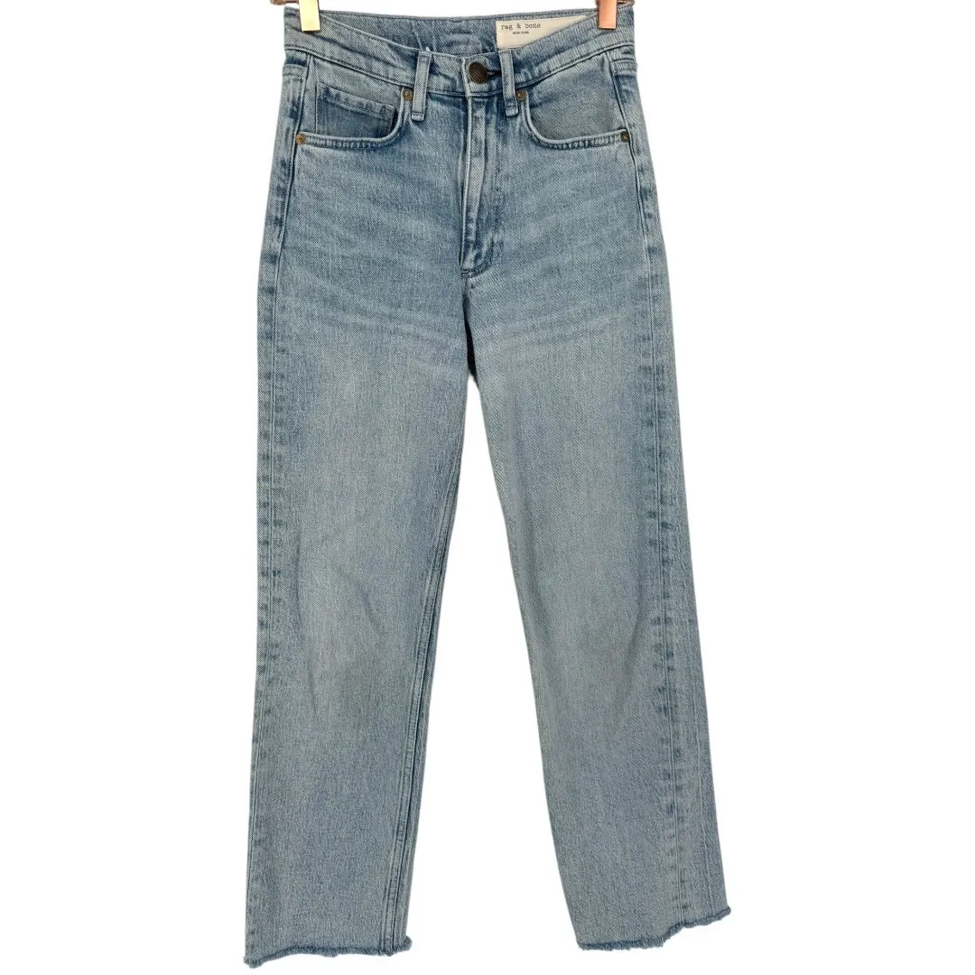 Rag & Bone Harlow Mid Rise Ankle Straight Jeans Kaya Light Wash Denim Size 23 - Image 5