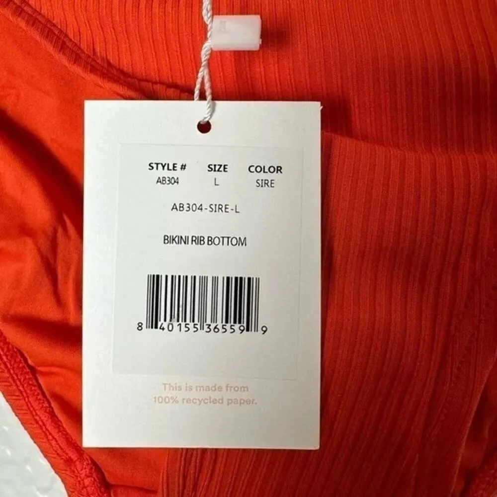 NWT Andie Swim The Bikini Rib Bottom Medium Coverage Low Rise L Sire Orange - Image 9