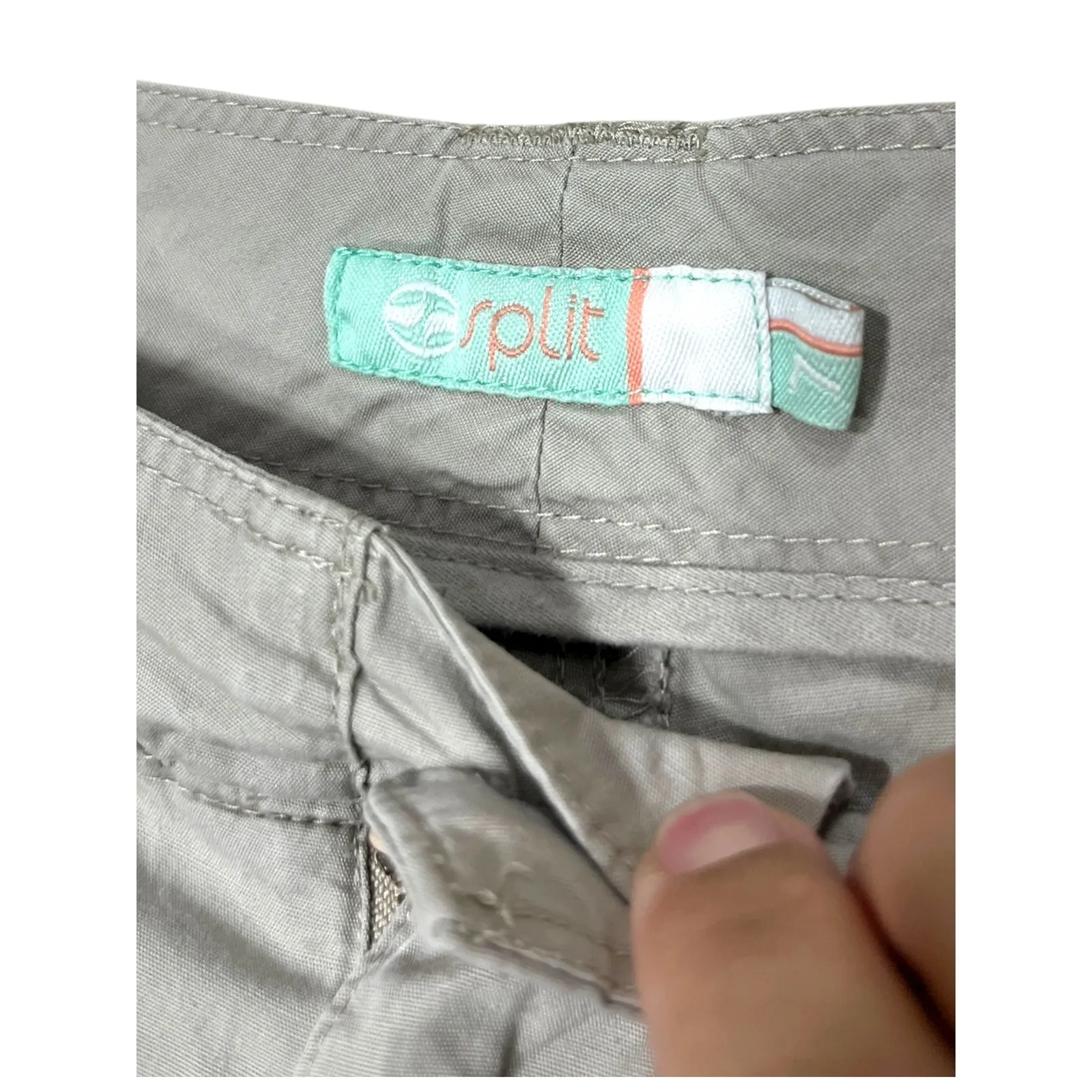 Split Y2K Tan Low Rise Shorts‎ Pockets Casual Size 7 Green - Image 4