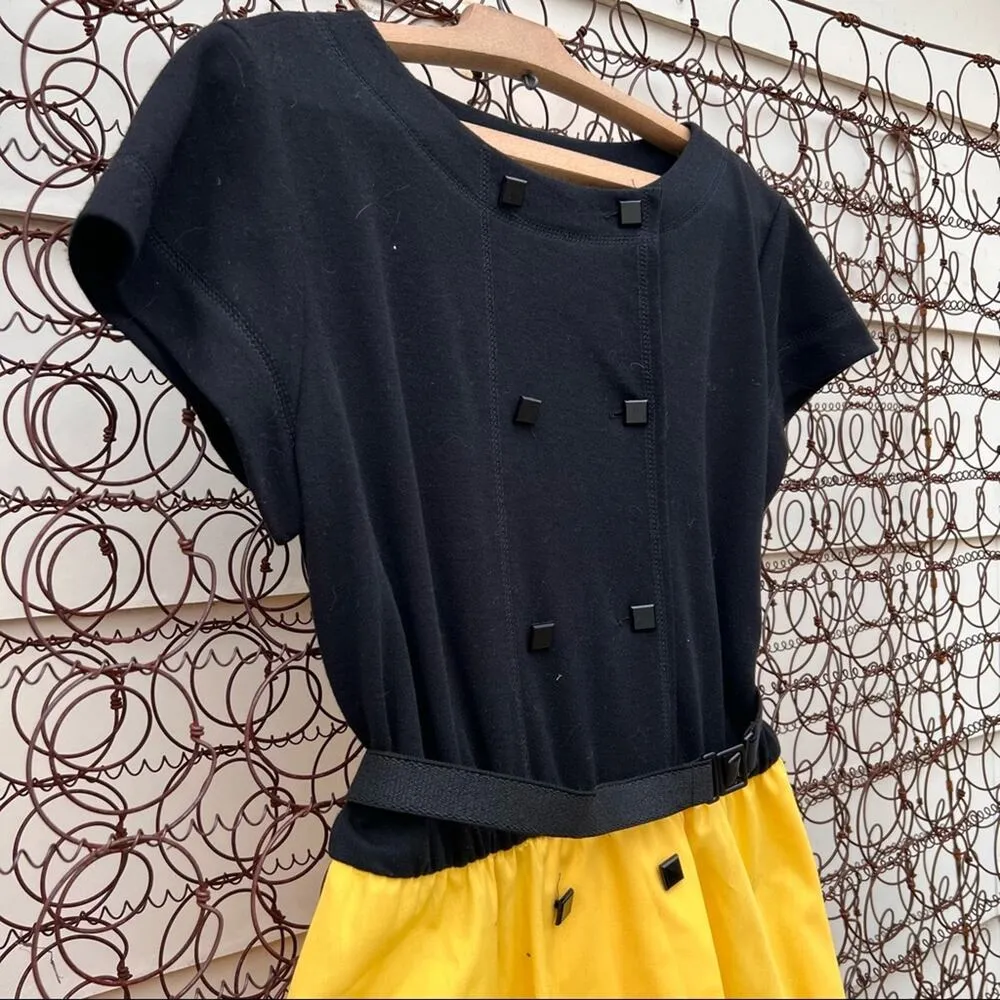 Vintage 60s Toni Todd black and yellow dress 8 Size M - Image 2