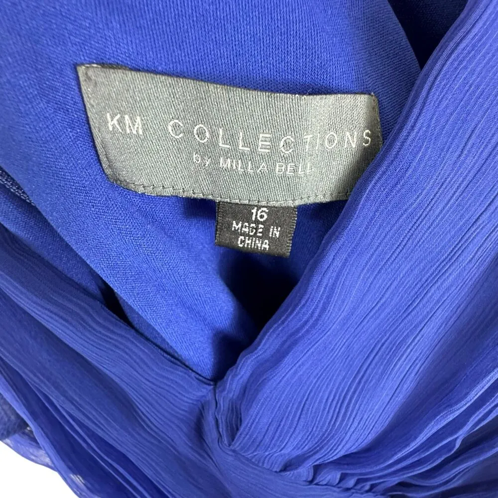 KM Collection By Milla Bell Royal Blue Flutter Sleeve Floor Length Dress Size 16 - Image 8
