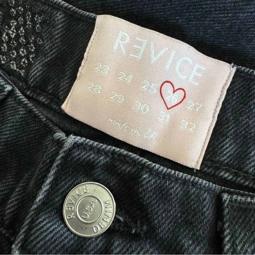 Revice Black Wash High Rise Button Fly Straight Leg Jeans Size 26 - Image 5